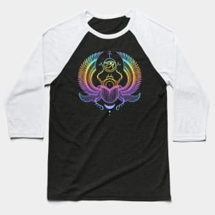 Sacred Scarab. Egyptian Beetle. Rainbow Holographic colors Baseball T-Shirt